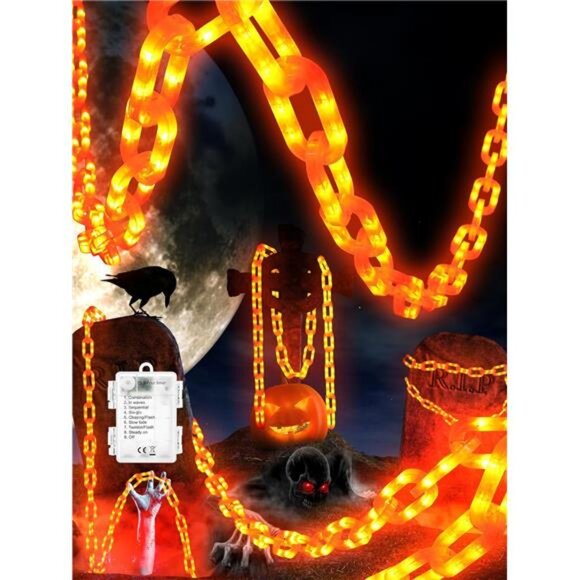Halloween Decorations Battery String Lights - 10 Ft 160 LED Plastic Chain - Picture 1 of 7